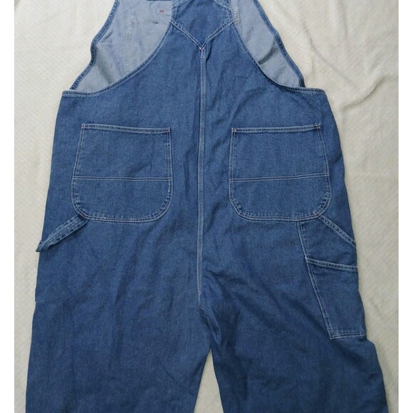 Hisea Mens Vintage Overall Bibs Blue Jeans 52x30 Workwear Comfort 100% Cotton - Picture 4 of 16